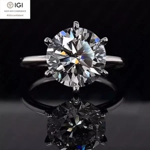 3.00Ct Round E VS1 Lab Grown IGI Certified Diamond Ring In Solid 950 Platinum - Picture 1 of 15