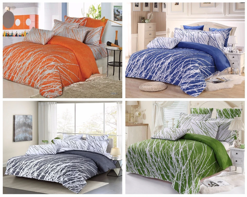tree branches print cotton bedding set: duvet cover set or sheet set, all sizes - Image 1 of 1