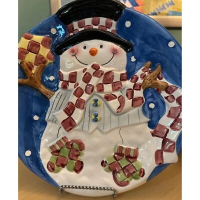 Plato de servir de Navidad Holiday Treasures 12" con muñeco de nieve Art World Bazaars, Inc Foto 1 de 4