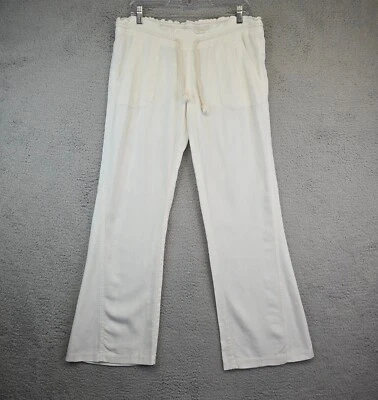 Roxy 亚麻裤女式 L 拉宽腿海岸度假村 Lagom 极简主义者 — 第 1/4 张图片