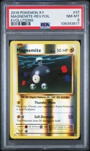 #37 MAGNEMITE Reverse Holo Foil 2016 POKEMON XY EVOLUTIONS Fresh PSA 8 POP 64 - Picture 1 of 2