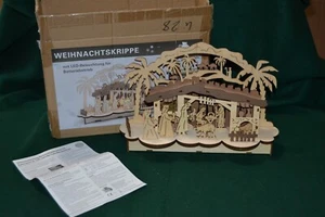 Weihnachtskrippe Germany Wood detailed Christmas Nativity ~ Lighted - Picture 1 of 10