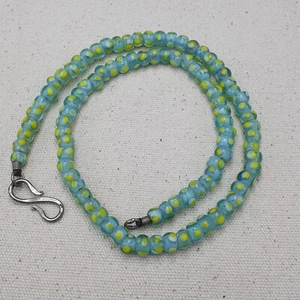 Vintage Venetian Style SkyBlue With Yellow Eyes Glass Beaded Necklace - Picture 1 of 18