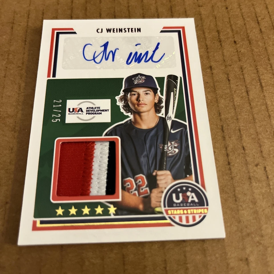 RARE RPA SSP /25! 2022 Stars Stripes AUTO JSY PATCH CJ Weinstein RC #SSS-CW (e8) - Image 1 of 2