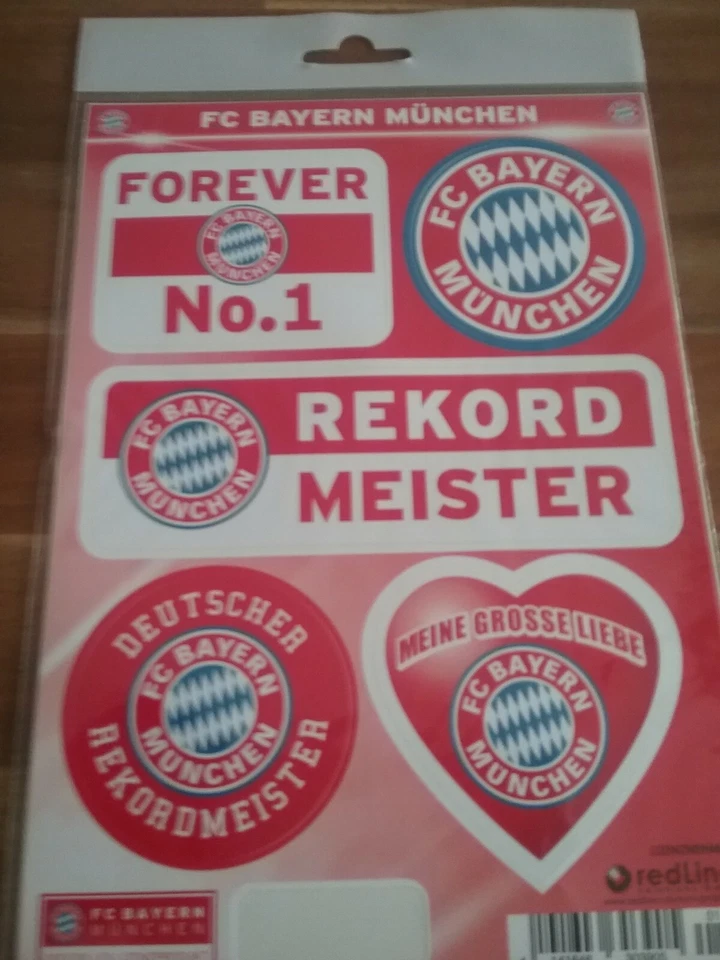 Aufkleberkarte FC Bayern München Neu 5 Aufkleber !!