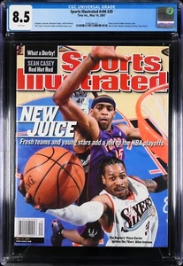2001 Newsstand Sports Illustrated Basketball Vince Carter Allen Iverson CGC 8.5 - Picture 1 of 2