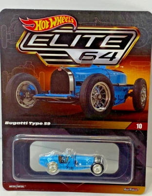 Hot Wheels Elite 64 Bugatti Type 59 (RARE ERROR from Mattel- Rear tires missing) - Image 1 of 4