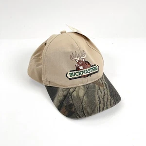 Vintage Baseball Hat - Buckmasters Camo Khaki Logo - Trucker Sports Athletic Cap - Picture 1 of 11