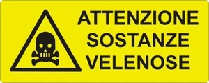 2 TARGHETTE ADESIVE ISO 7010 "ATTENZIONE SOSTANZE VELENOSE" SEGNALETICA PERICOLO - Picture 1 of 1