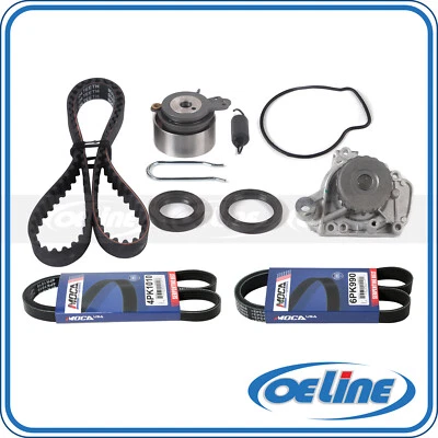 Timing Belt Water Pump Kit w/ 2X Serpentine Belt fit 01-05 Honda Civic 1.7L L4 - Image 1 of 4