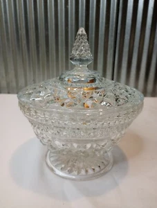 Anchor Hocking VintageWexford Diamond Pattern Clear Cut Glass Candy Dish w/Lid - Picture 1 of 3