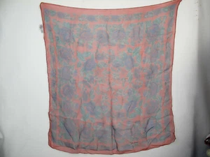 Bufanda de colección Pier 1 pasaportes estampado de flores azul/marrón? ligero 33" x 35"" rayón  - Imagen 1 de 4