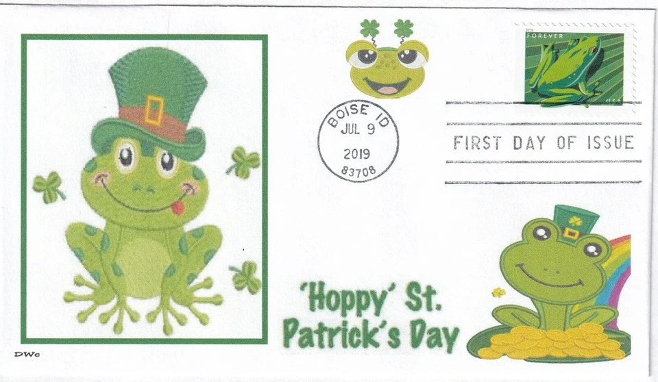 FROGS HOPPY ST PATRICK'S DAY   FDC- DWc  CACHET - Image 1 of 1