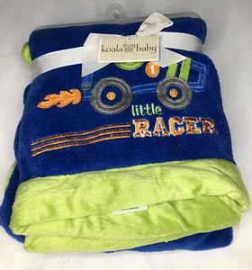 Koala Baby Blanket Little Racer Car - Blue/Green in Color - NEW - Picture 1 of 5