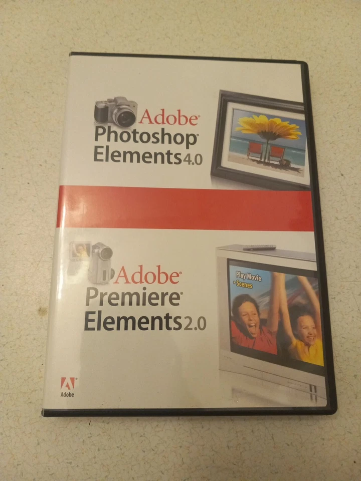 Photoshop Elements 4.0 for Windows XP  PC CD ROM +Premier Elements 2.0 OEM - Image 1 of 3