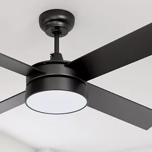 48" 4 Blades Lamp Indoor Control Remote Ceiling Fan with 3 Color LED Light w/ AC - Picture 1 of 14