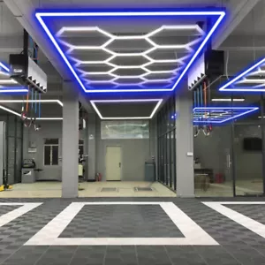 14 Hexagon LED Lampe Werkstatt Garage Wand Decken Leuchte Waben Beleuchtung Rand - Bild 1 von 11