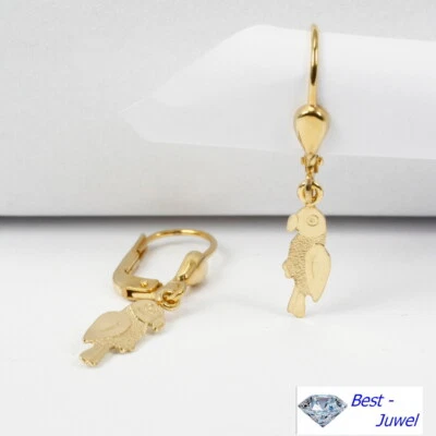 Pendientes De Botón Para Niños En Oro De 375 9 Quilates Loro - Imagen 1 de 2