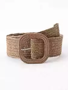 Square Buckle Straw Belt Boho Style Accessory for Halloween and Casual Outfits - Picture 1 of 19