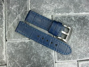 New 20mm BIG CROCO Leather Strap Blue Thick Watch Band Belt Blue OMEGA - Picture 1 of 8