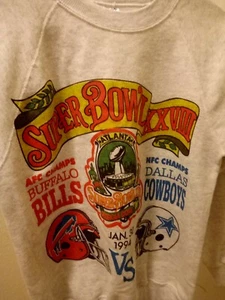 Vintage Super Bowl XVIII Dallas Cowboys Vs Buffalo Bills Hanes Sweater 1994 Rare - Bild 1 von 10