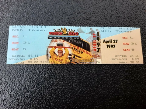 Nascar 1997 Talladega Speedway Winston  500 Ticket Stub Mark Martin Win Cover