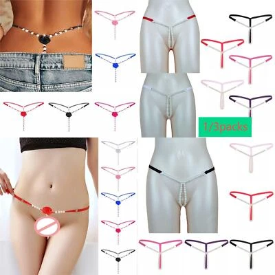 Damen Micro G-String Perlenstring Massage Perlen Tanga Slips Unterhose Dessous | - Bild 1 von 4