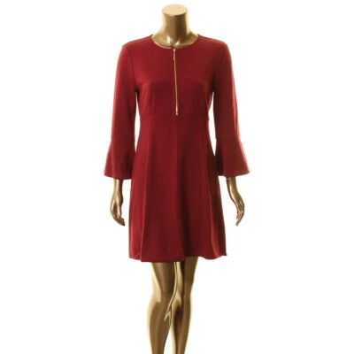 ZOE BY RACHEL ZOE NUEVO Vestido Para Mujer Cremallera Cuello Manga Campana Línea A TEDO Foto 1 de 2