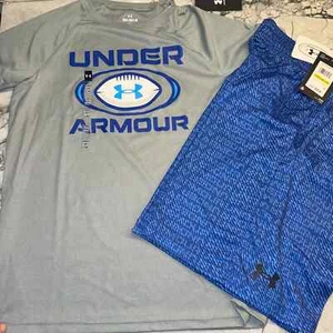 Under Armour Youth Medium (10/12) Boys Outfit Set Summer Short Football Blue - Picture 1 of 1