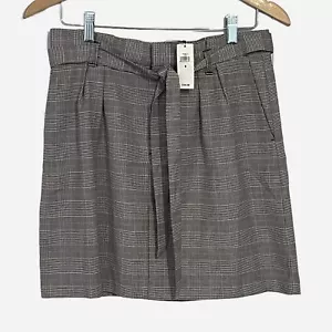 Banana Republic Plaid Mini Skirt Womens Size 6 Pockets Lined Belted Academia NEW - Picture 1 of 12