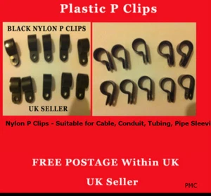 19 mm 3/4" 10 PIEZAS Clips P de nailon negros adecuados para tubos de manguera de tubería de cableado - Imagen 1 de 3