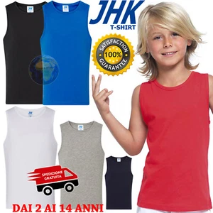 Children's Tank Top 100% Cotton Boys Sports T-Shirt Wide Strap Kids - Picture 1 of 9