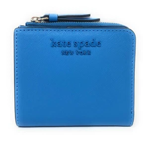 Kate Spade New York Cameron einfarbige Leder-Geldbörse mit Doppelfaltung L-Reißverschluss Oceanside  - Bild 1 von 4