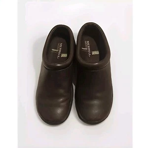 Merrell Encore Nova Womens 6.5 Smooth Brown Leather Mule Moc Ortholite QForm - Picture 1 of 6