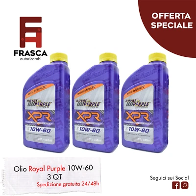 Olio Sintetico XPR 10W60 Royal Purple Racing per Auto Competition Benzina 3 pz