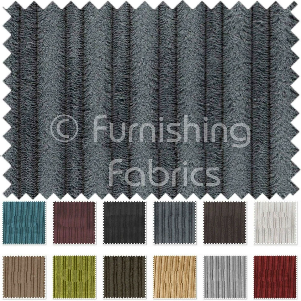 Soft Velvet High Low Jumbo Cord Plain Upholstery Quality Fire FR Treated Fabric - Image 1 of 1