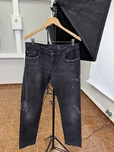 🇮🇹 Pantalones de mezclilla Y2K Dolce Gabbana Milano Italia hechos en Italia talla 14 negros - Imagen 1 de 20