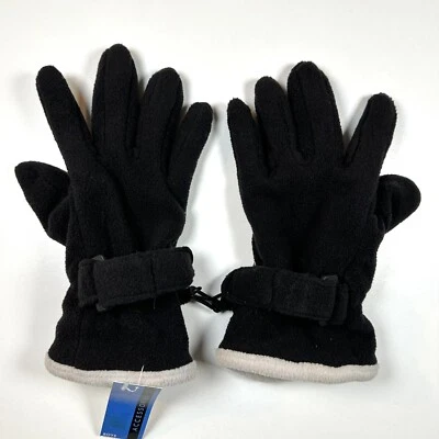 Однотонные флисовые перчатки для мальчиков с флисовой подкладкой крючком и петлей регулируемый крой на запястье - Изображение 1 из 4