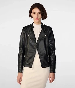 NWT Women’s Wilson Leather Jacket Monica Asymmetrical Moto Coat Sz Large - SOFT - Picture 1 of 14