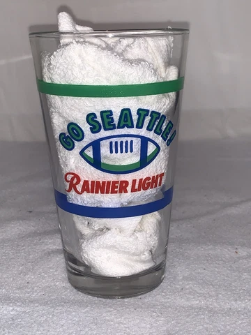Vintage Seattle Seahawks 1990’s Rainier Beer Glass. New old Stock. $17.50..OBO Cover