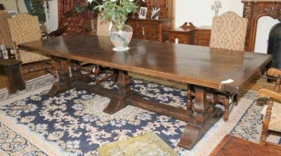 Mesa de comedor de refectorio de caballete de roble hidromiel de 10 pies Foto 1 de 4