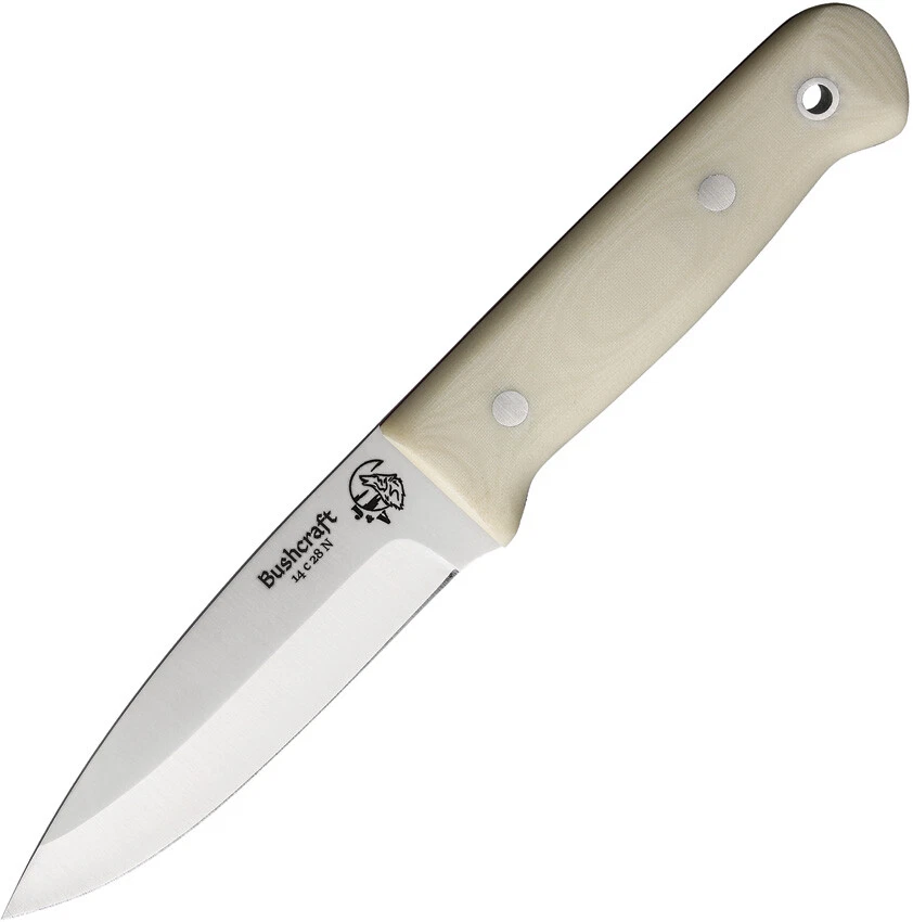J&V Adventure Knives 12c27 Stainless White Micarta Handle Fixed Blade - 1202-M9