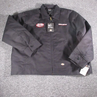 Dickies 夹克男式 3XL 黑色全拉链帆布绝缘艾森豪威尔工作服全新带标签 — 第 1/4 张图片
