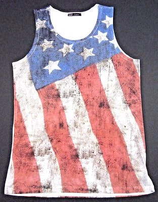 Camiseta sin mangas Old Glory vintage bandera de Estados Unidos estrellas rayas adulto hombre S o M nueva Foto 1 de 4