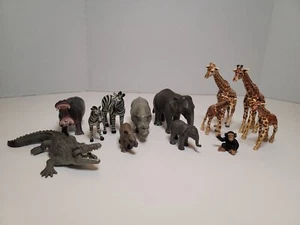 SCHLEICH Safari Lot x 13 Africa Giraffes Rhinos Hippos Elephants Crocodile Zebra - Picture 1 of 8