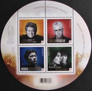 2011 CANADA #2482b: MNH 'Recording Artists' Souvenir Sheet of 4 "P" stamps - Picture 1 of 1