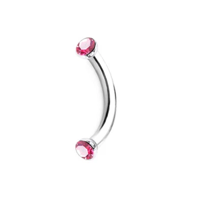 2pc Internal Thread 2mm Tiny Crysal Ball Eyebrow Ring Curved Ear Steel Piercing - Image 1 of 4
