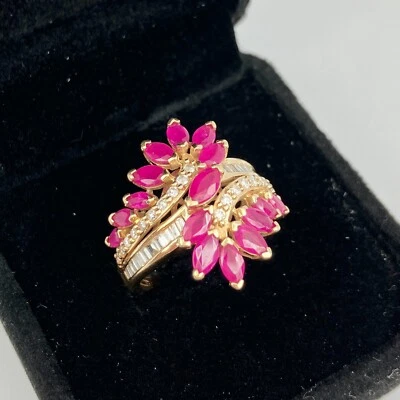 EFFY Ruby Royale 14k Marquise Ruby & Diamond Yellow Gold Ring Size 6.75 - Image 1 of 4