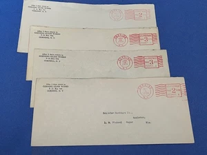 LOT x4 CORNING NY 1930-35 PAID PERMIT 2c/3c METER ADVERTISING GLASS WORKS L@@K! - Picture 1 of 1