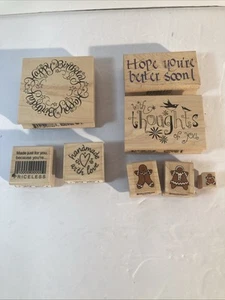 Lote Mixto 8 Estampillas de Goma Montadas en Madera Dichos Inkadinkado, Pan de Jengibre Hombres - Imagen 1 de 6